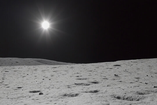 Japan flag displayed on lunar surface amidst chaos with a backdrop of stars and space