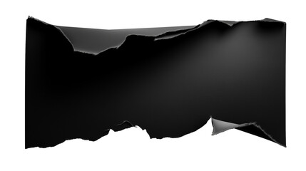 Torn black paper isolated on white background