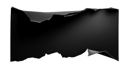 Torn black paper isolated on white background