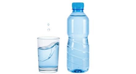 Isolated Water Bottle and Glass