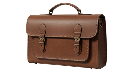 Isolated Brown Leather Satchel Bag