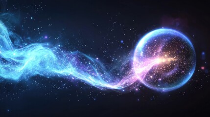 Obraz premium Abstract digital art featuring vibrant flowing waves of blue and pink light against a black background. creating a sense of movement and depth. ideal for tech and creative projects