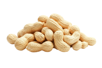 Scatter of peanuts isolated on white background offers a natural and healthy snack display