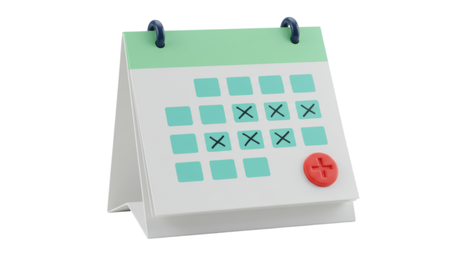 Isolated Calendar with Marked Dates