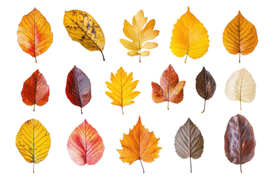 Autumn leaves set displays rich fall colors perfect for seasonal crafts invitations or digital artwork