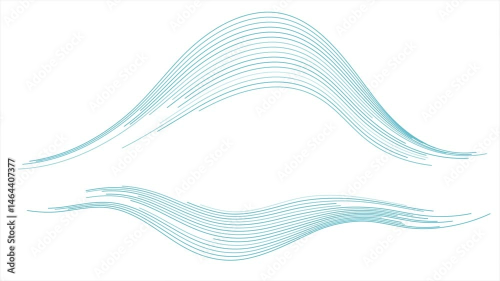 Poster Blue minimal wavy lines abstract futuristic tech background. Seamless looping motion design. Video animation Ultra HD 4K 3840x2160