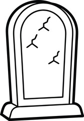 Simple Black Outline Tombstone Line Art for Halloween