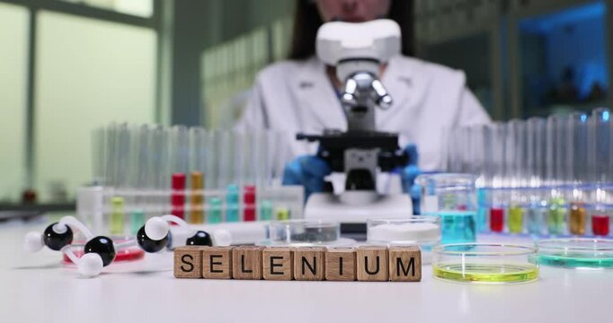 In a modern laboratory filled with colorful test tubes and advanced scientific equipment, we explore selenium