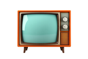 Vintage Television with Blank Screen Isolated on White Background