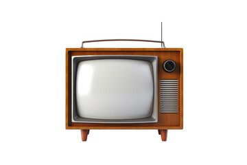 Vintage Television with Blank Screen Isolated on White Background