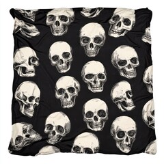 Gothic skull-pattern throw blanket isolated on white background. 