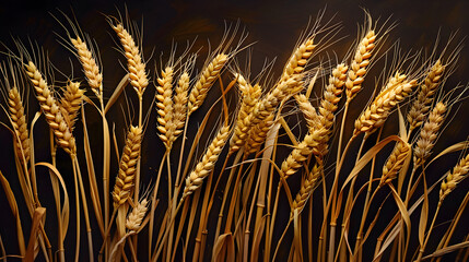 wheat ears on a black background
