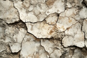 Fototapeta premium Close-up view of a weathered and cracked wall surface showcasing a mix of earthy tones and textures. ideal for backgrounds in design or art projects