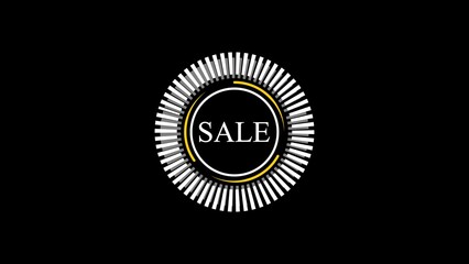 Fototapeta premium Modern sale badge design with geometric circle composition for promotional offers and discount announcements on a black background