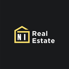 NI initials minimalist creative real estate logo vector