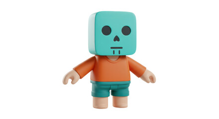 Isolated Toy Figure with Skull Face