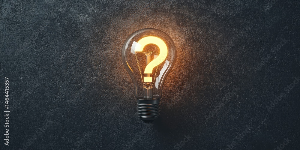 Aufkleber illuminated light bulb with a glowing question mark symbolizing curiosity, inquiry, and bright ideas
