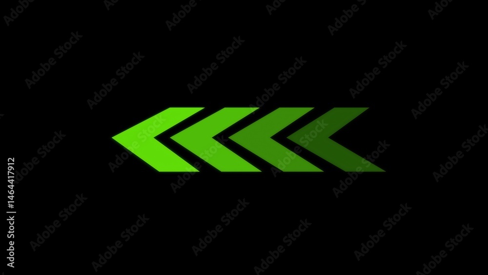 Poster abstract green arrows pointing left on a black background a modern design element for direction or p