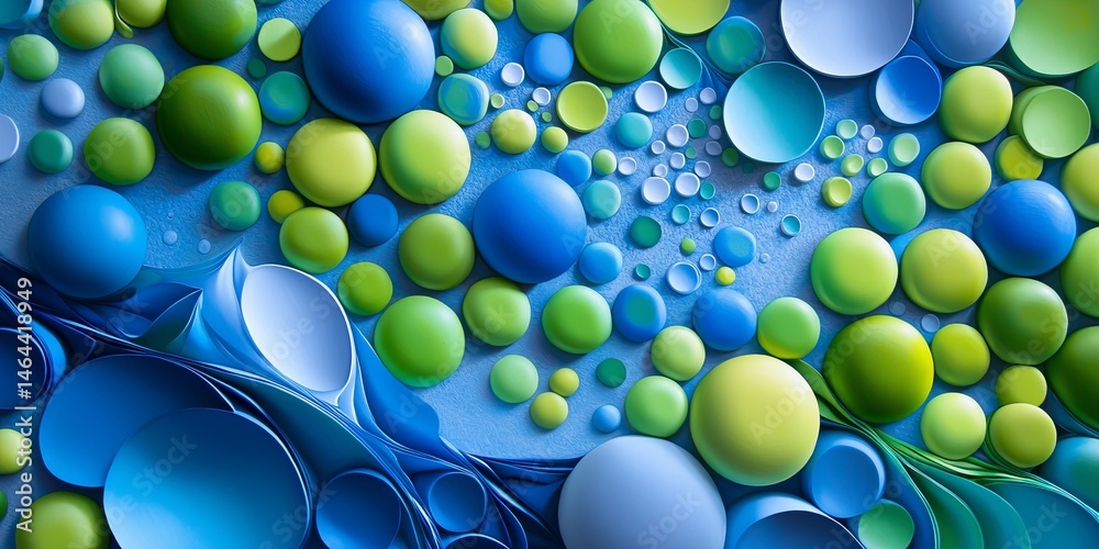 Aufkleber abstract artwork featuring vibrant circular patterns in shades of blue and green, creating a mesmeri