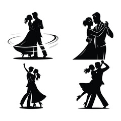 A silhouette of cople dancing vector on a white background