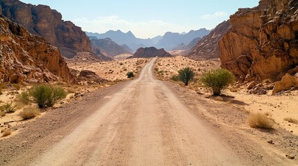 Desert Road Through Canyon