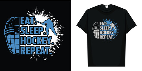 Threadrock Big Boys' Eat Sleep Hockey Repeat Youth Long Sleeve T-Shirt