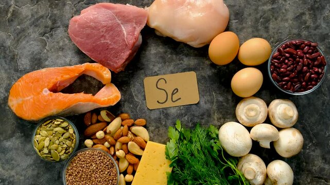 Foods contain selenium food. Selective focus.