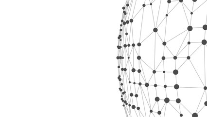 Technology background with copy space. Abstract sphere. Dots connected by lines. Minimalist mesh. Abstract polygonal shape.