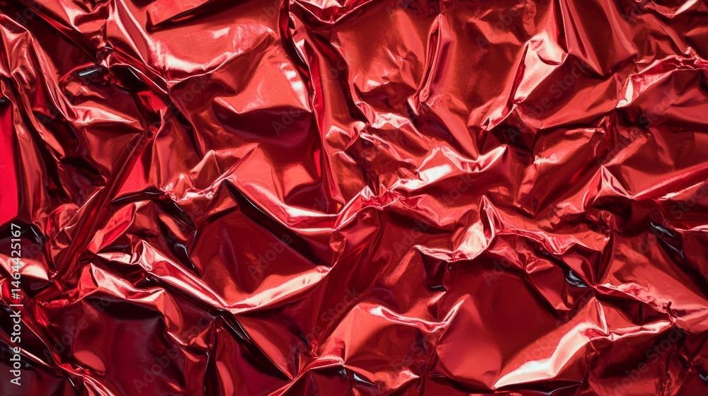 Wall mural abstract red metallic foil texture with shallow depth of field