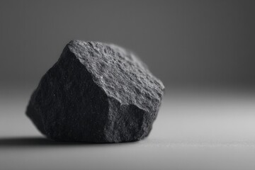 Fototapeta premium solitary lump of coal placed on expansive plain background highlighting raw essence of coal industry while leaving