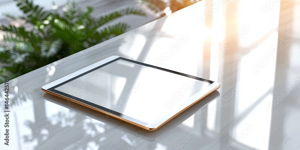 Poster sleek modern tablet device with blank screen on light background for technology, business, and creat