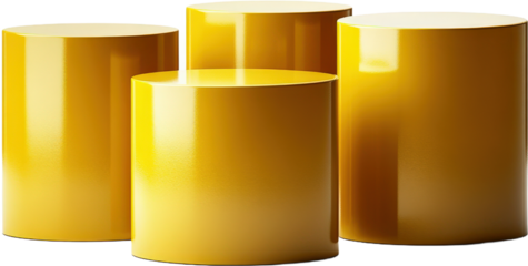 Four Gold Cylinders Showcase