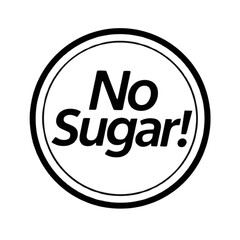 Obraz premium Minimalist No Sugar Label Icon – Black Sans-Serif Typography Circle Badge Transparent PNG