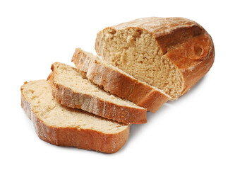 Pieces of fresh bread isolated on white