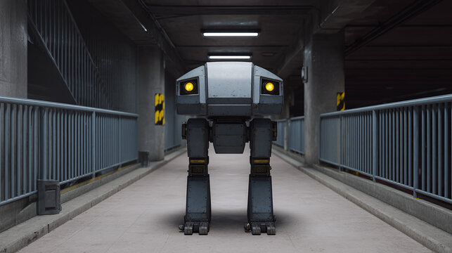 Futuristic Robot in Urban Underground Tunnel - Powered by Adobe