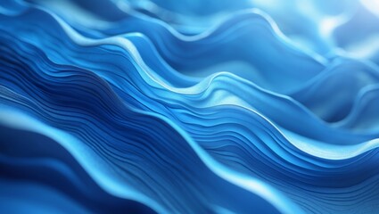 Abstract blue background with flowing, soft, wavy silk patterns