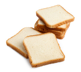 Pieces of fresh toast bread isolated on white