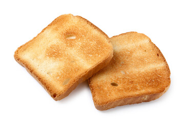 Pieces of fresh toast bread isolated on white