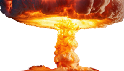 Mushroom cloud unleashed isolated on PNG white transparent background,