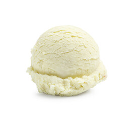 One scoop of delicious ice cream on white background