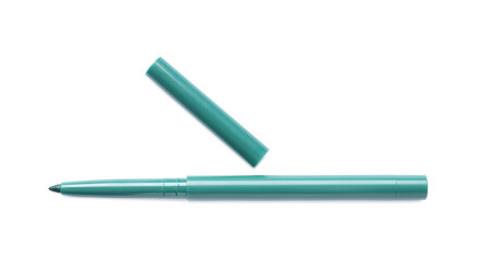 Green twist up eye pencil isolated on white, top view