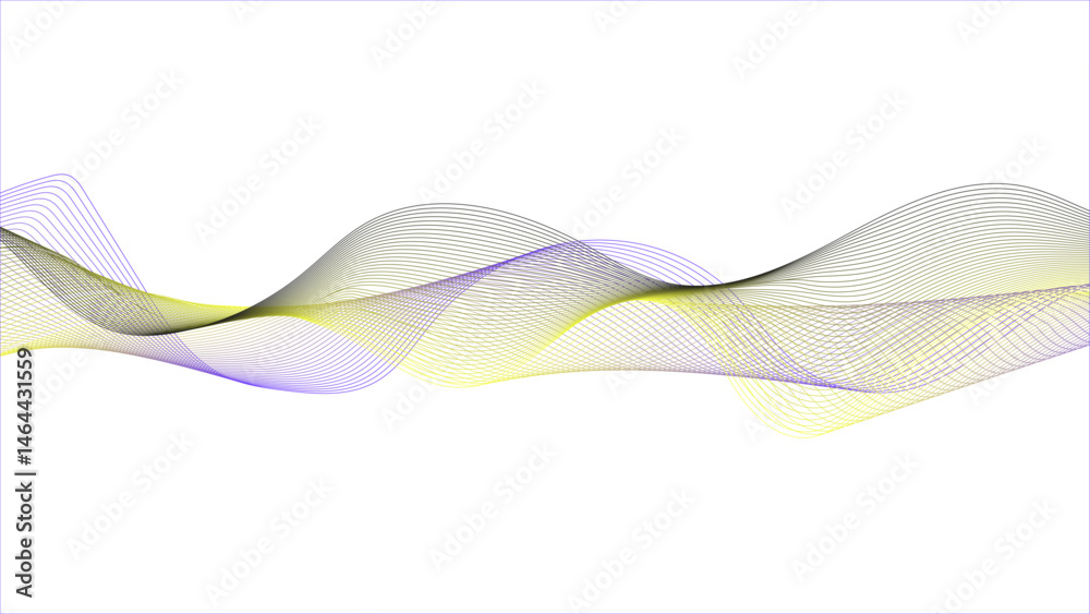 Wall mural flowing blue lines creating a serene wave effect.blue wave composition with light shading.