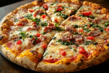 A Rustic Spinach and Bacon Pizza