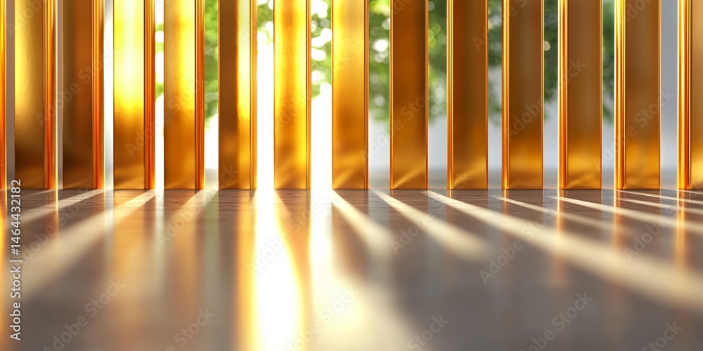 Aufkleber Elegant golden panels suspended in a serene environment, capturing the interplay of light and shadow in a modern artistic composition