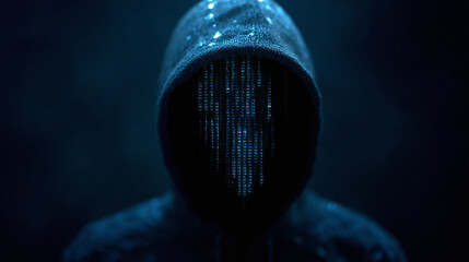 Mysterious Digital Hacker in Dark Hoodie