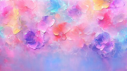Fototapeta premium Abstract pastel flower painting soft hues textured brushstrokes colorful floral background