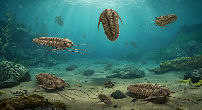 Trilobites Underwater Illustration