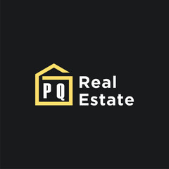 PQ initials minimalist creative real estate logo vector