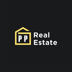 PP initials minimalist creative real estate logo vector