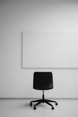 minimalistic scene of empty office chair facing large whiteboard symbolizing potential and future possibilities ideal